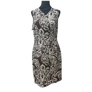 Talbots Midi Dress Women's Size‎ 8 Paisley Sleeveless V Neck Brown White
